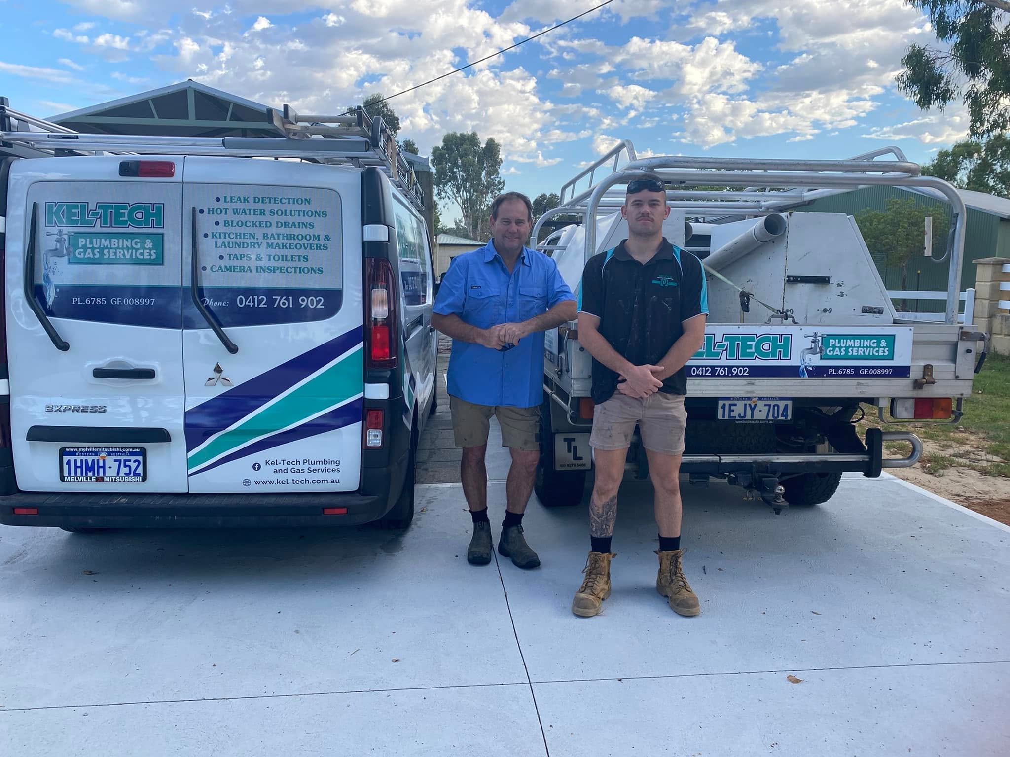 Kel-Tech team with the work van and ute