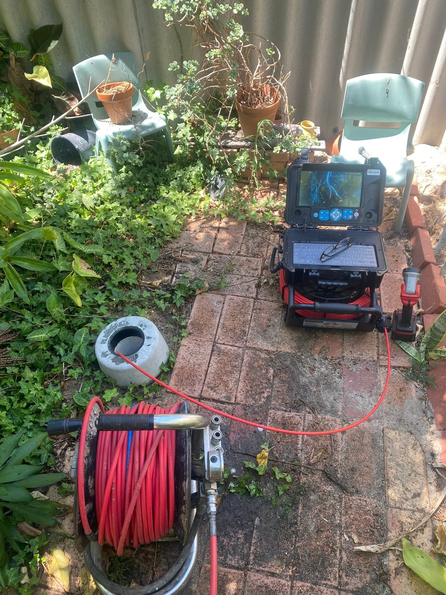 CCTV drain inspection and high-pressure jetter set up on site
